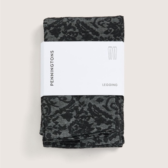 NWT 2X Petite Penningtons Lace Jacquard Black and Gray Leggings - Picture 6 of 9